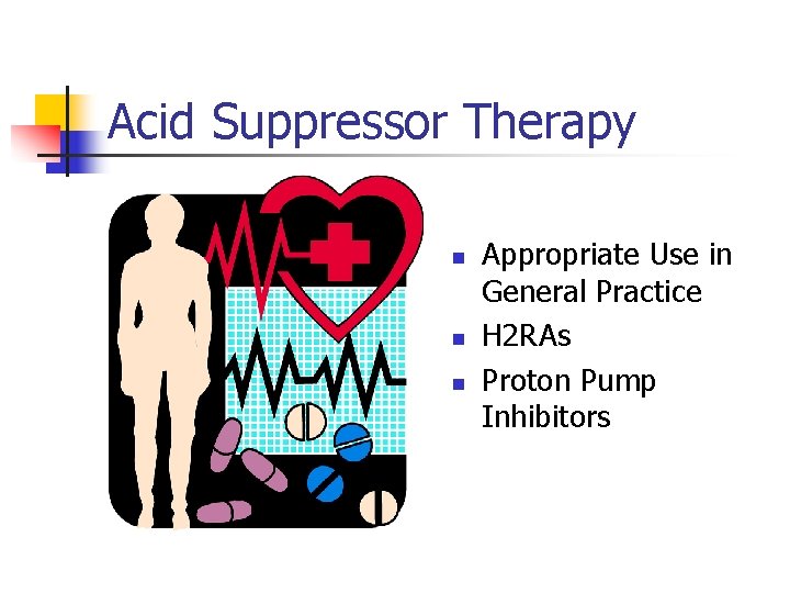 Acid Suppressor Therapy n n n Appropriate Use in General Practice H 2 RAs
