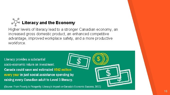 Literacy and the Economy Higher levels of literacy lead to a stronger Canadian economy, Literacy and the Economy Higher levels of literacy lead to a stronger Canadian economy,