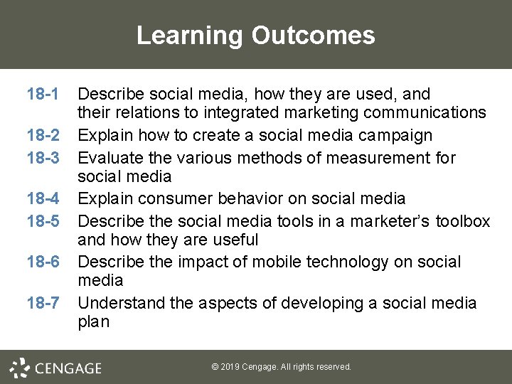 Learning Outcomes 18 -1 Describe social media, how they are used, and their relations