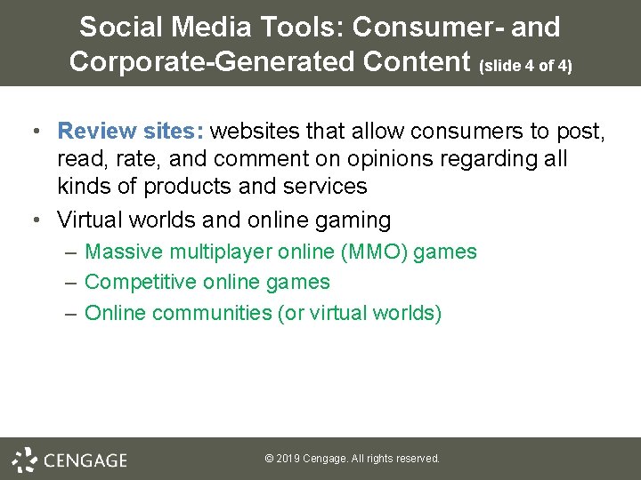 Social Media Tools: Consumer- and Corporate-Generated Content (slide 4 of 4) • Review sites: