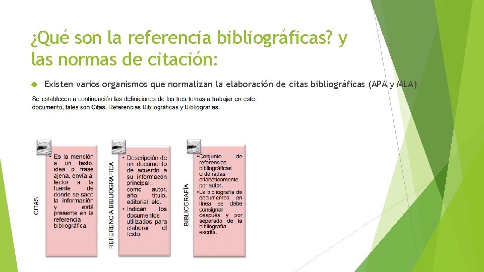 ¿Qué son la referencia bibliográficas? y las normas de citación: Existen varios organismos que