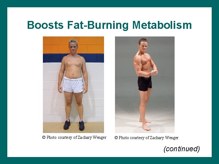 Boosts Fat-Burning Metabolism © Photo courtesy of Zachary Wenger (continued) 
