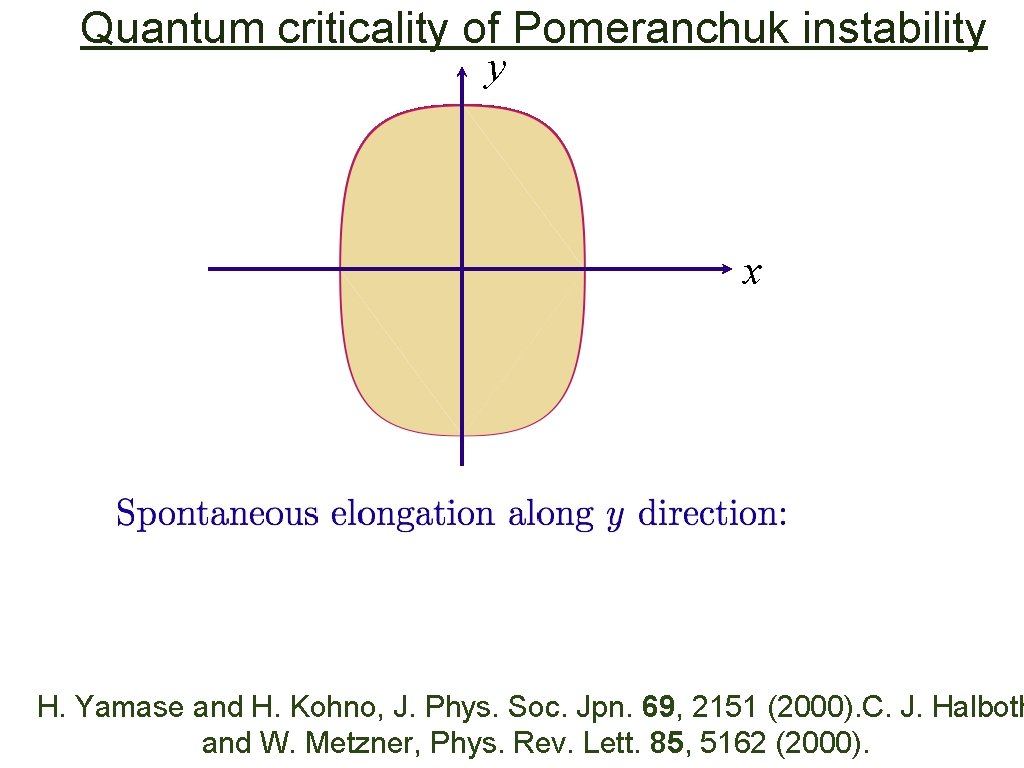 Quantum criticality of Pomeranchuk instability y x H. Yamase and H. Kohno, J. Phys.