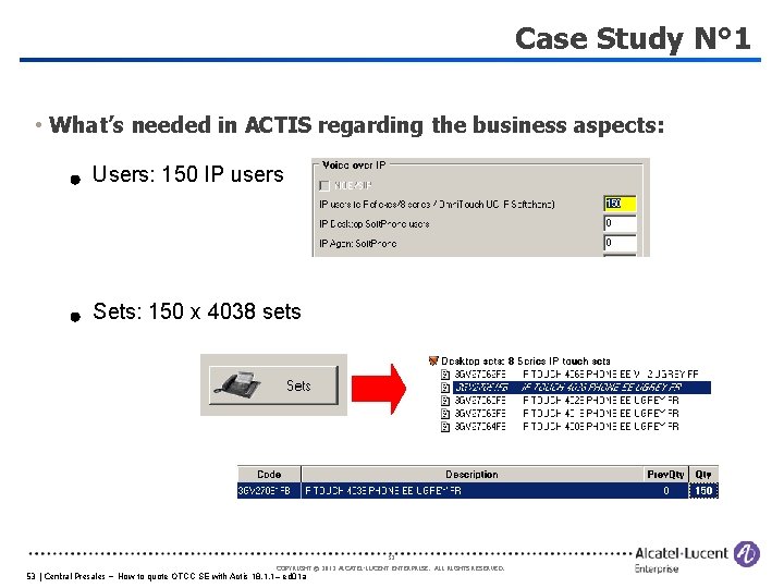 Case Study N° 1 • What’s needed in ACTIS regarding the business aspects: Users: