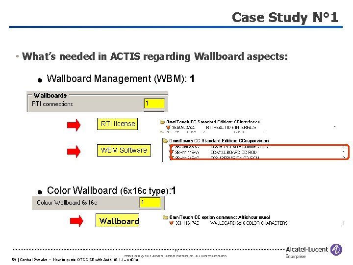 Case Study N° 1 • What’s needed in ACTIS regarding Wallboard aspects: Wallboard Management