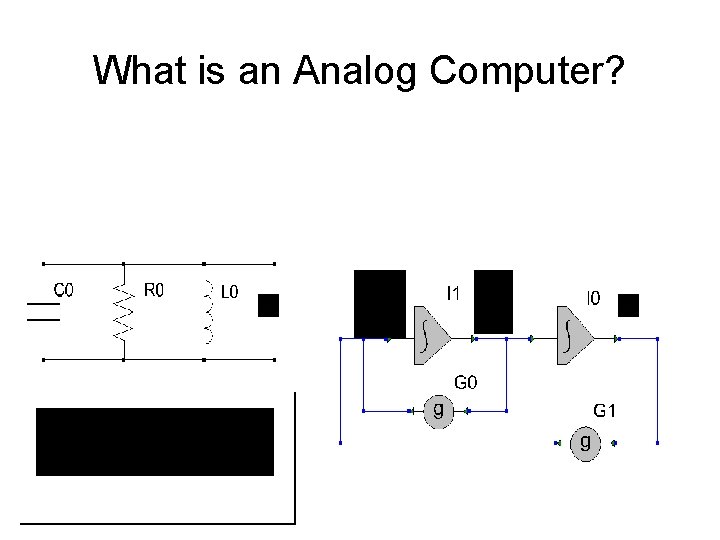 What is an Analog Computer? • A ‘computer’ for solving differential equations • A