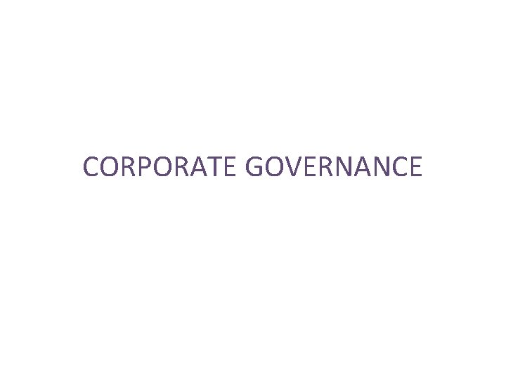 CORPORATE GOVERNANCE 