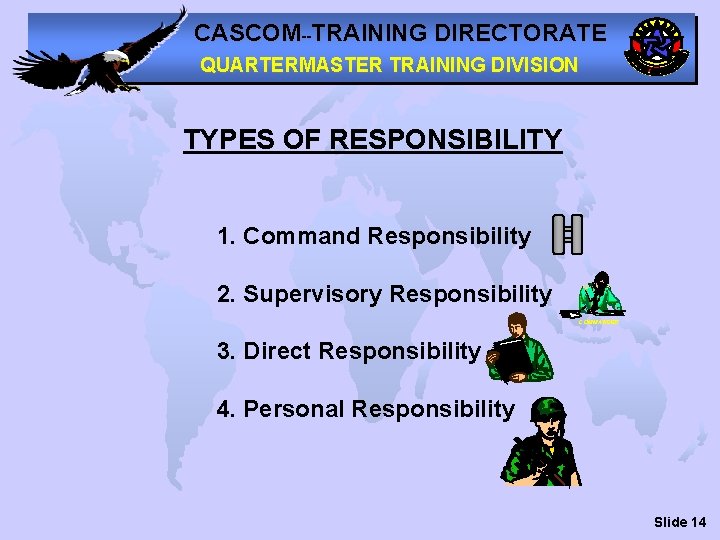 CASCOM--TRAINING DIRECTORATE QUARTERMASTER TRAINING DIVISION TYPES OF RESPONSIBILITY 1. Command Responsibility 2. Supervisory Responsibility