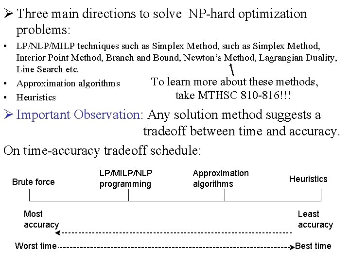Network Optimization Summary March 25 2012 A schematic