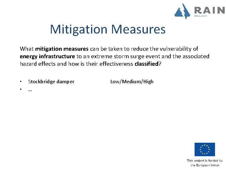 Mitigation Measures What mitigation measures can be taken to reduce the vulnerability of energy