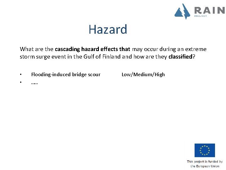 Hazard What are the cascading hazard effects that may occur during an extreme storm