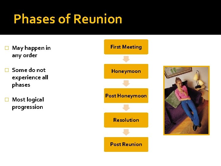 Phases of Reunion � May happen in any order First Meeting � Some do