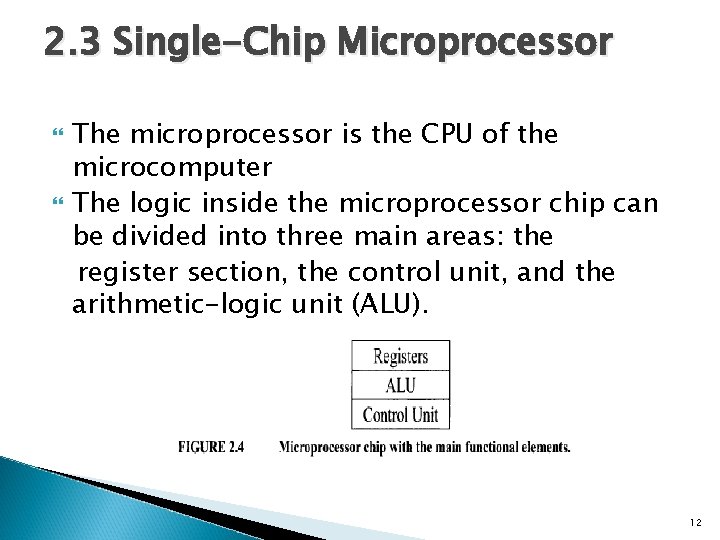 2. 3 Single-Chip Microprocessor The microprocessor is the CPU of the microcomputer The logic