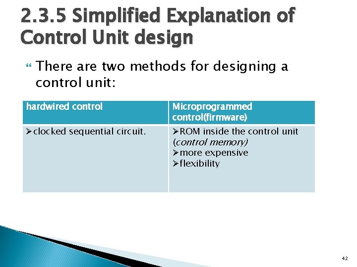 2. 3. 5 Simplified Explanation of Control Unit design There are two methods for