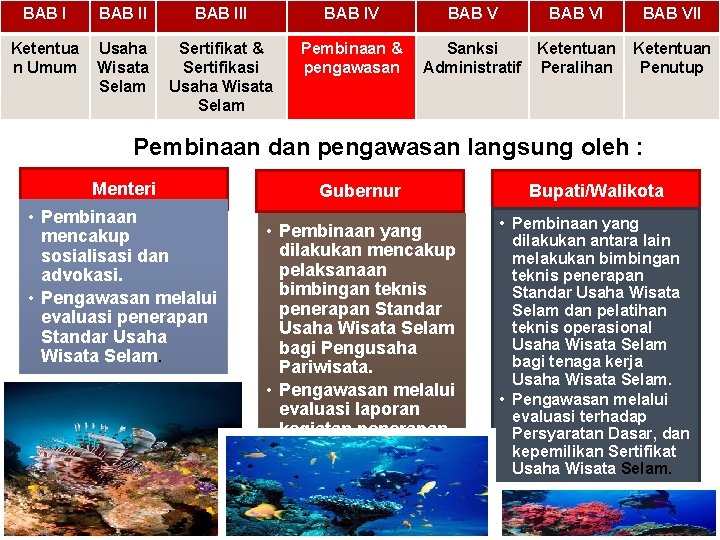 BAB III BAB IV Ketentua n Umum Usaha Wisata Selam Sertifikat & Sertifikasi Usaha