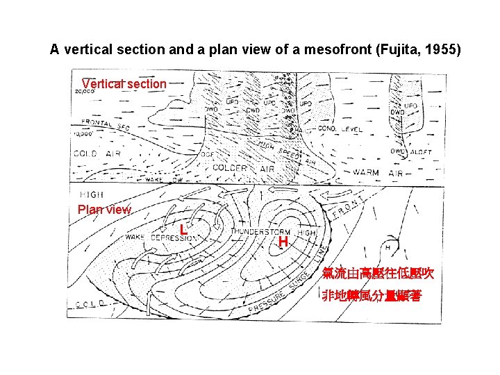 A vertical section and a plan view of a mesofront (Fujita, 1955) Vertical section