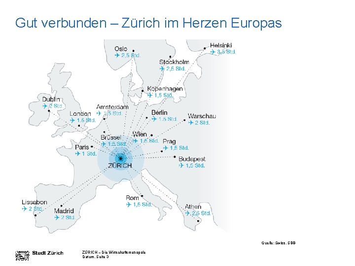 Gut verbunden – Zürich im Herzen Europas Quelle: Swiss, SBB ZÜRICH – Die Wirtschaftsmetropole