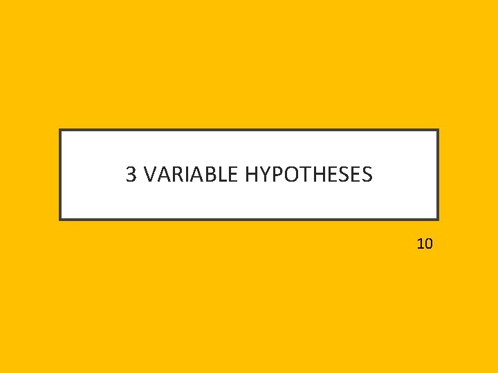 3 VARIABLE HYPOTHESES 10 