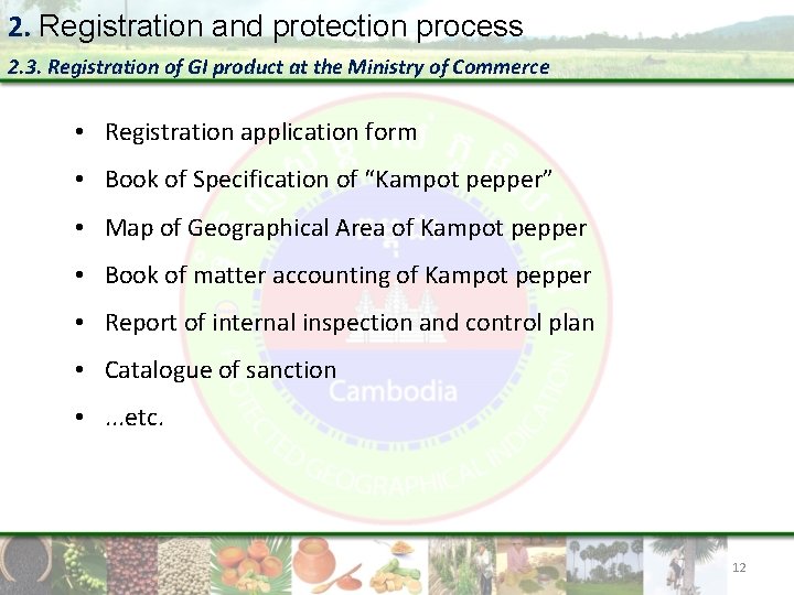 2. Registration and protection process 2. 3. Registration of GI product at the Ministry