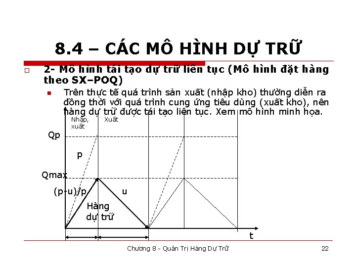 8. 4 – CÁC MÔ HÌNH DỰ TRỮ o 2 - Mô hình tái
