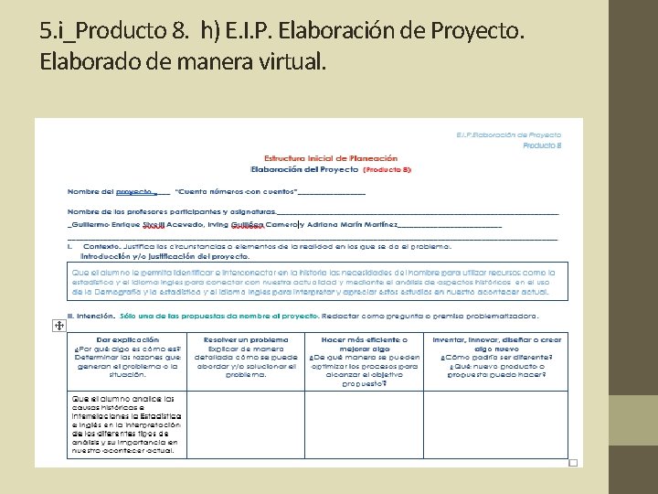 5. i_Producto 8. h) E. I. P. Elaboración de Proyecto. Elaborado de manera virtual.