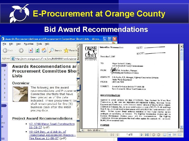 E-Procurement at Orange County Bid Award Recommendations 18 