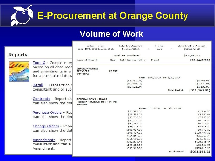 E-Procurement at Orange County Volume of Work 20 