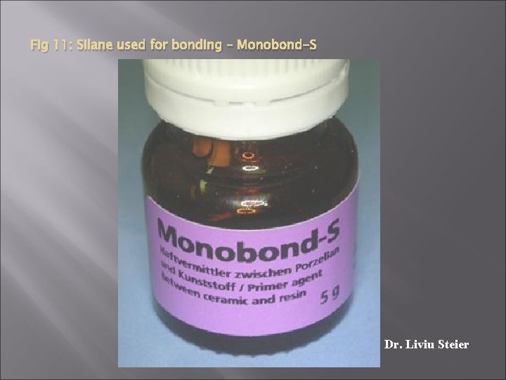 Fig 11: Silane used for bonding – Monobond-S Dr. Liviu Steier 