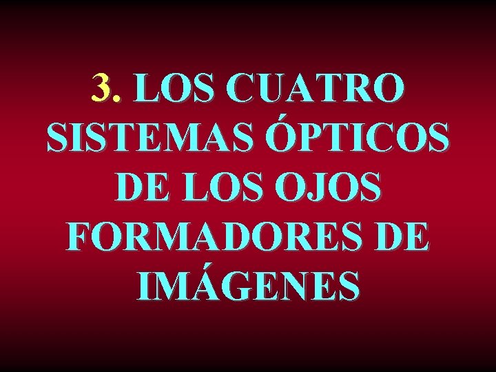 3. LOS CUATRO SISTEMAS ÓPTICOS DE LOS OJOS FORMADORES DE IMÁGENES 