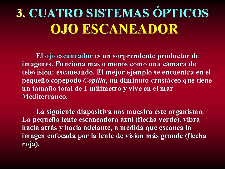 3. CUATRO SISTEMAS ÓPTICOS OJO ESCANEADOR El ojo escaneador es un sorprendente productor de