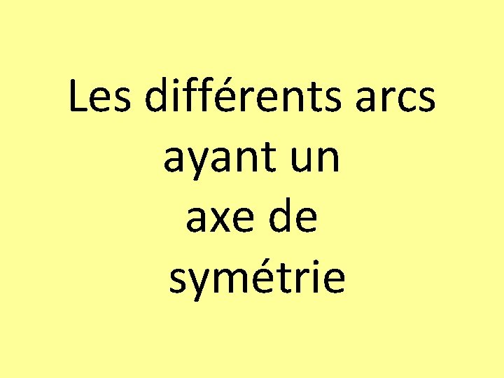 Les différents arcs ayant un axe de symétrie 