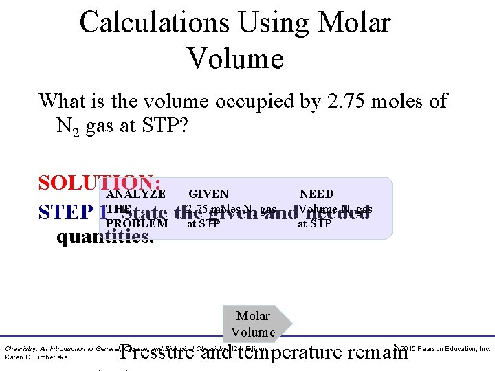 Calculations Using Molar Volume What is the volume occupied by 2. 75 moles of