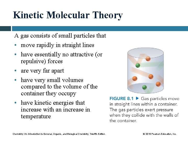 Kinetic Molecular Theory A gas consists of small particles that • move rapidly in