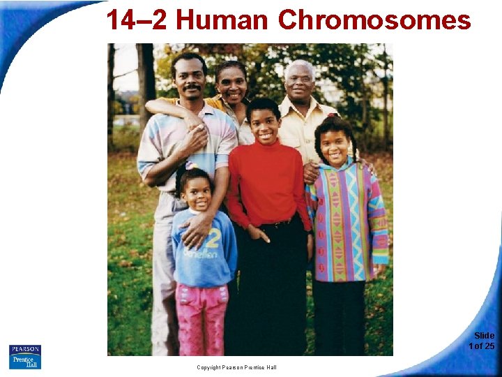 14– 2 Human Chromosomes 14 -2 Human Chromosomes Slide 1 of 25 Copyright Pearson