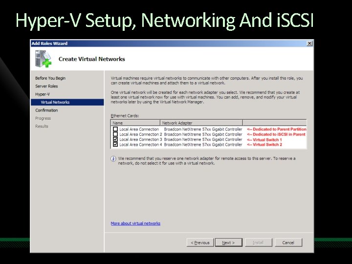 Hyper-V Setup, Networking And i. SCSI Hyper-V Setup, Networking And i. SCSI