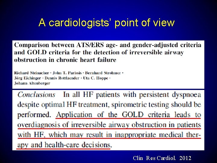 A cardiologists’ point of view Clin Res Cardiol. 2012 