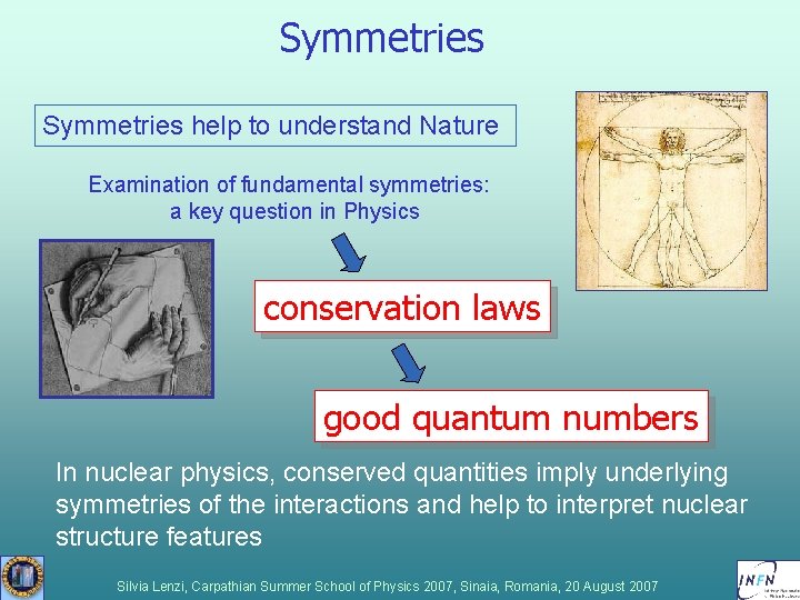 Symmetries help to understand Nature Examination of fundamental symmetries: a key question in Physics Symmetries help to understand Nature Examination of fundamental symmetries: a key question in Physics
