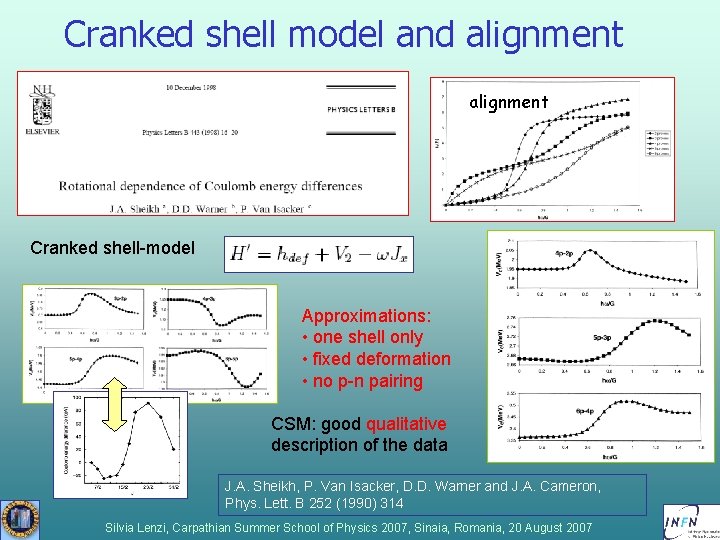 Cranked shell model and alignment Cranked shell-model Approximations: • one shell only • fixed Cranked shell model and alignment Cranked shell-model Approximations: • one shell only • fixed