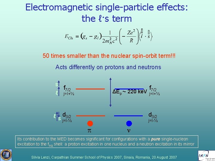 Electromagnetic single-particle effects: the ℓ·s term 50 times smaller than the nuclear spin-orbit term!!! Electromagnetic single-particle effects: the ℓ·s term 50 times smaller than the nuclear spin-orbit term!!!