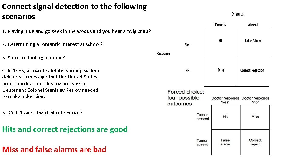 Connect signal detection to the following scenarios 1. Playing hide and go seek in