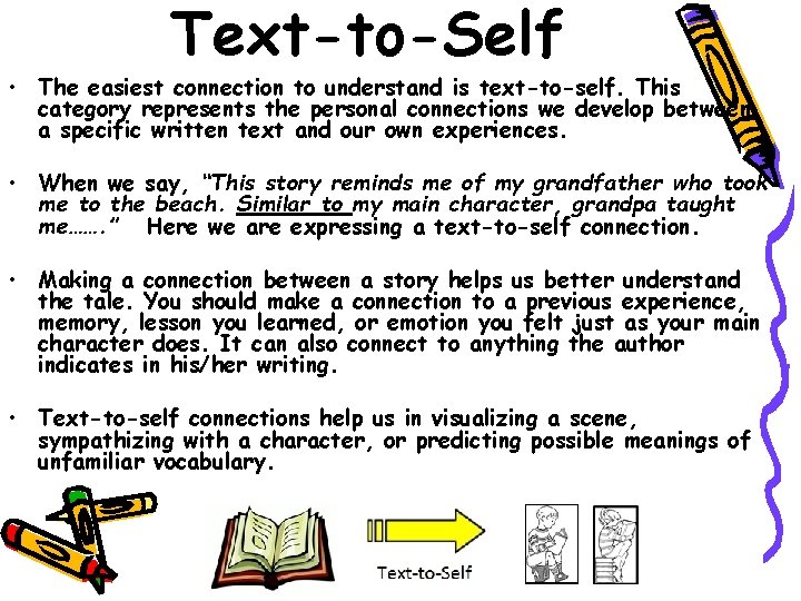Text-to-Self • The easiest connection to understand is text-to-self. This category represents the personal
