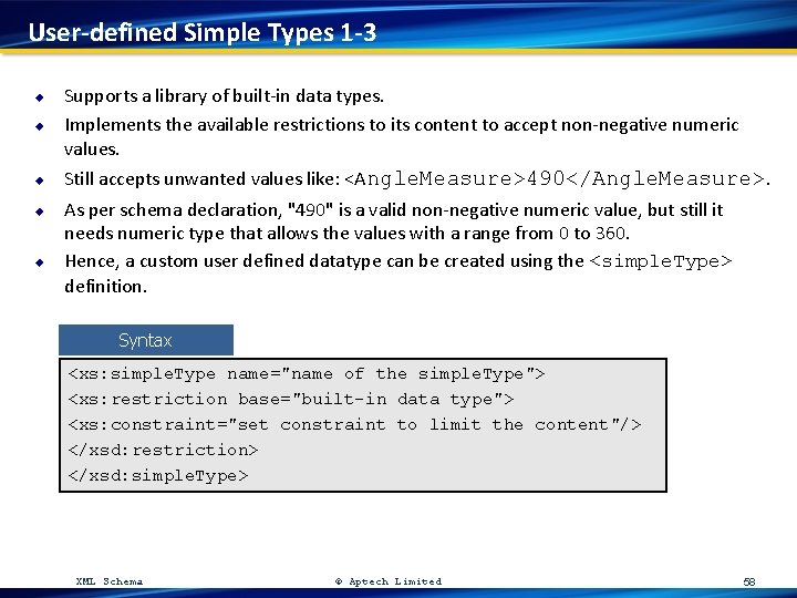 User-defined Simple Types 1 -3 u u u Supports a library of built-in data