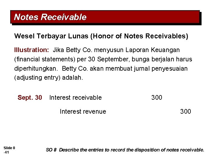 Notes Receivable Wesel Terbayar Lunas (Honor of Notes Receivables) Illustration: Jika Betty Co. menyusun Notes Receivable Wesel Terbayar Lunas (Honor of Notes Receivables) Illustration: Jika Betty Co. menyusun