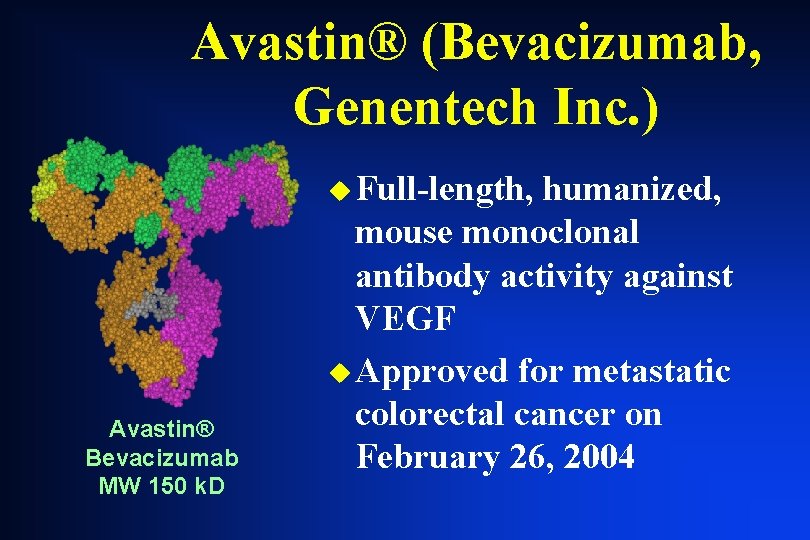Avastin® (Bevacizumab, Genentech Inc. ) u Full-length, Avastin® Bevacizumab MW 150 k. D humanized, Avastin® (Bevacizumab, Genentech Inc. ) u Full-length, Avastin® Bevacizumab MW 150 k. D humanized,