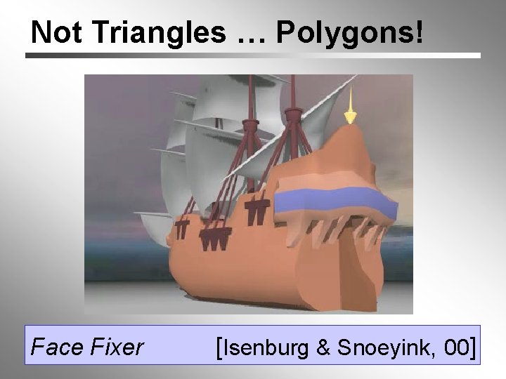 Not Triangles … Polygons! Face Fixer [Isenburg & Snoeyink, 00] 