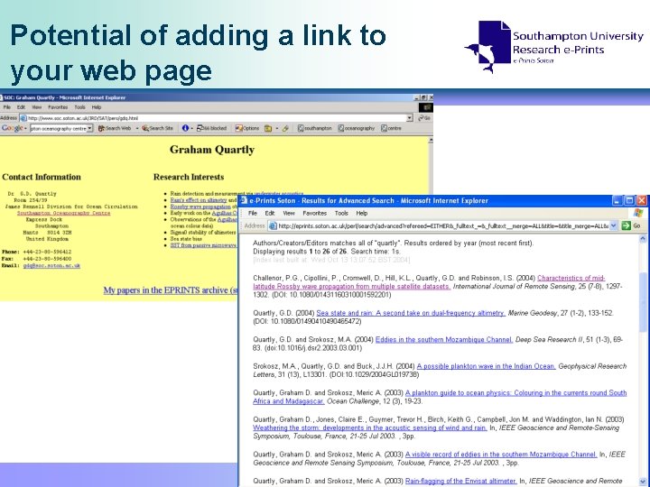 Potential of adding a link to your web page 