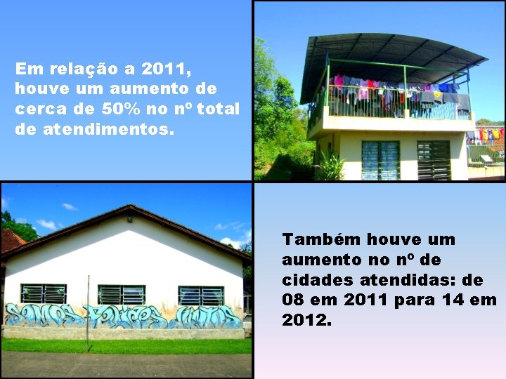 Em relação a 2011, houve um aumento de cerca de 50% no nº total