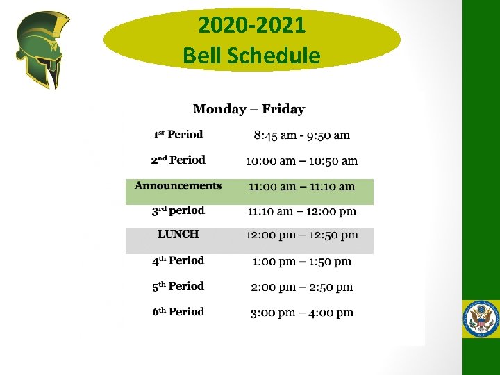 2020 -2021 Bell Schedule 