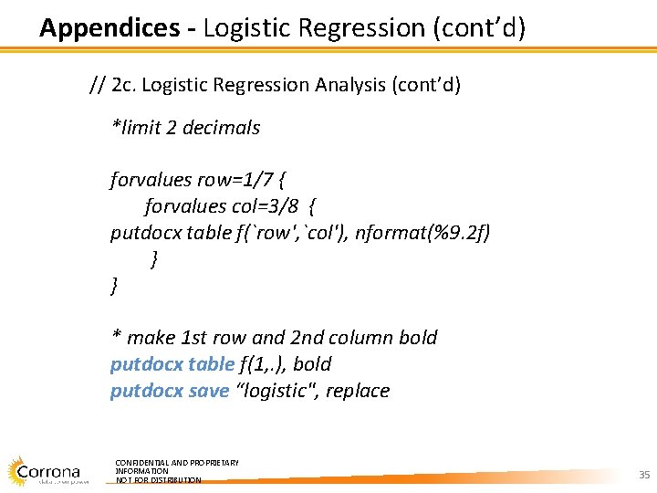 Appendices - Logistic Regression (cont’d) // 2 c. Logistic Regression Analysis (cont’d) *limit 2 Appendices - Logistic Regression (cont’d) // 2 c. Logistic Regression Analysis (cont’d) *limit 2