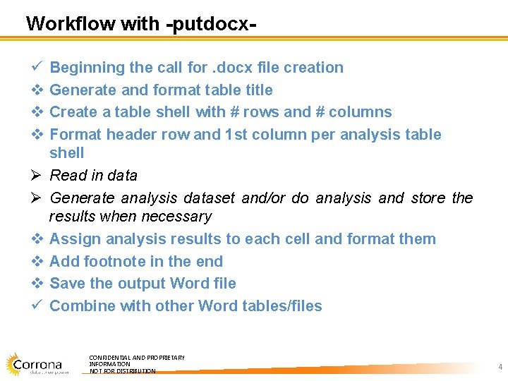 Workflow with -putdocxü v v v Ø Ø v v v ü Beginning the Workflow with -putdocxü v v v Ø Ø v v v ü Beginning the